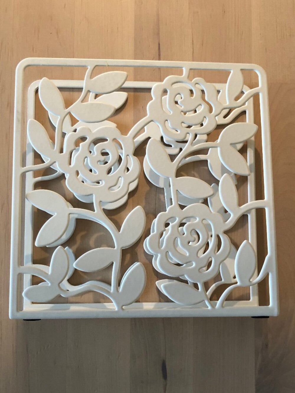 IKEA LIKSIDIG White Napkin Holder - Floral Motifs - 6" x 6" - Boho